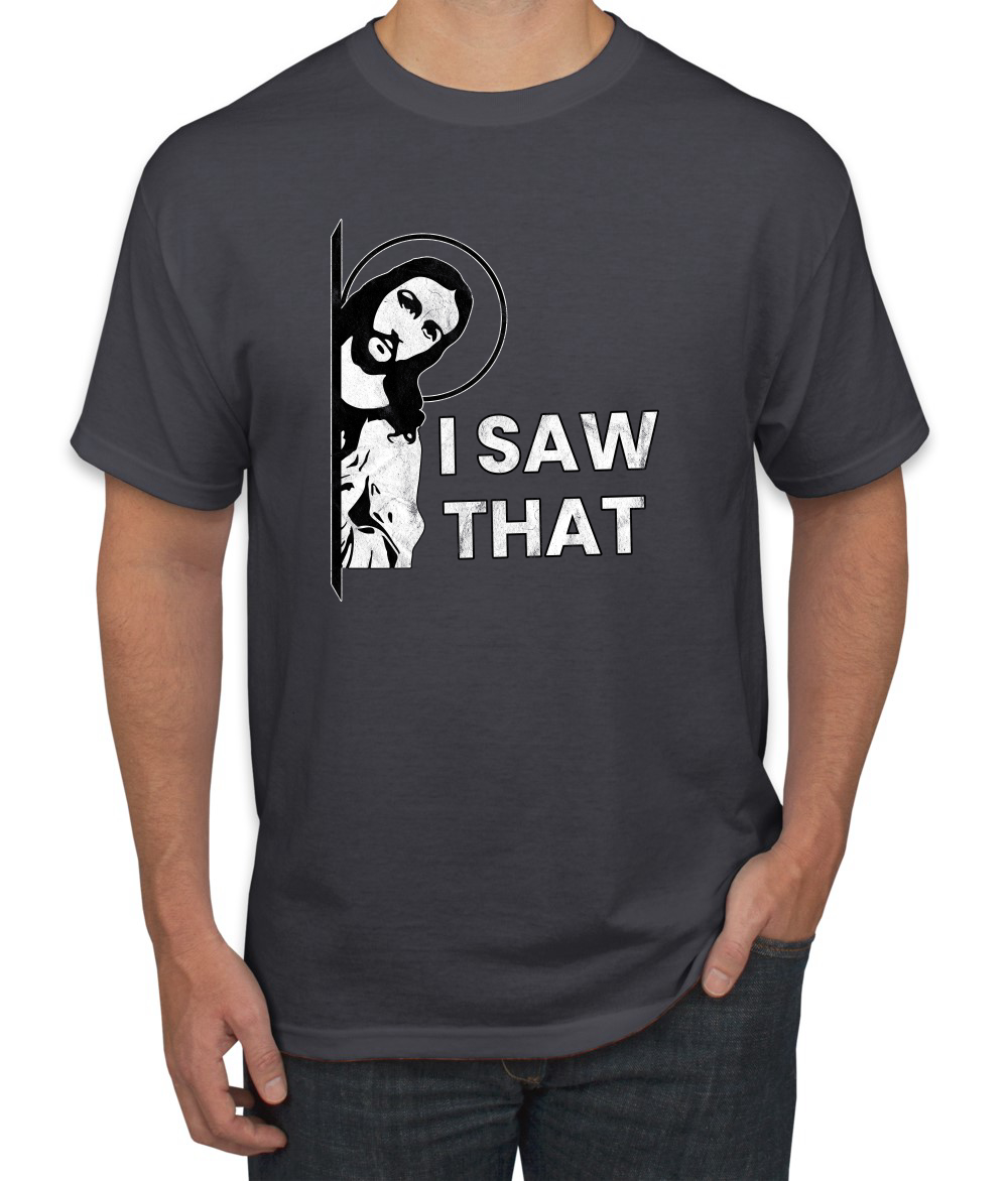 I Saw That Funny Jesus In Doorway Distress Faith Men TShirt - Picture 4 of 21