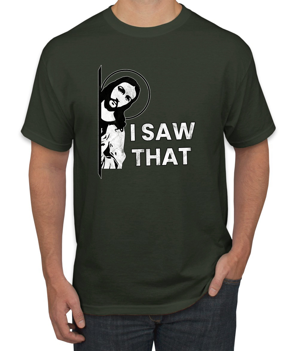 I Saw That Funny Jesus In Doorway Distress Faith Men TShirt - Picture 5 of 21