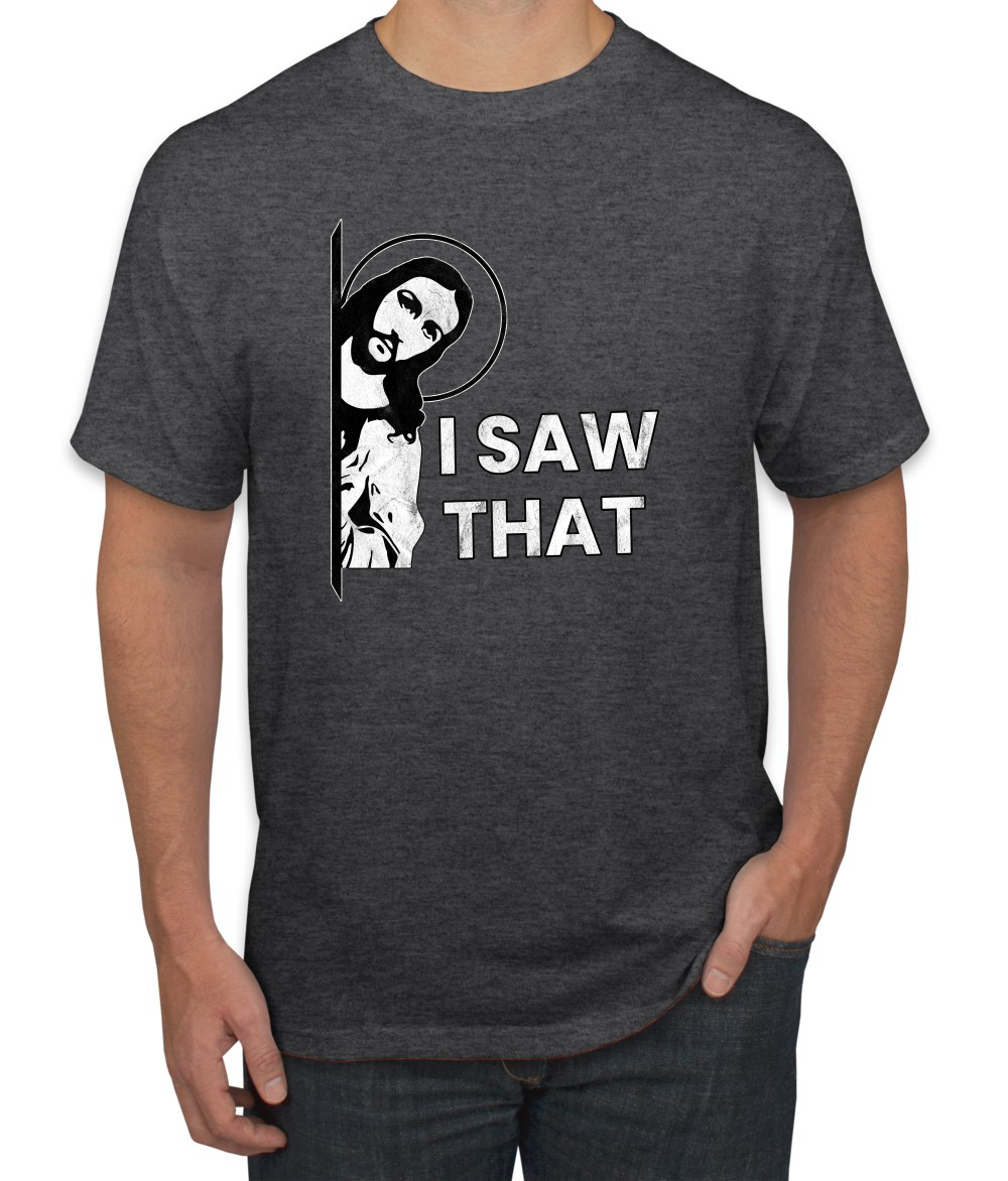 I Saw That Funny Jesus In Doorway Distress Faith Men TShirt - Picture 6 of 21