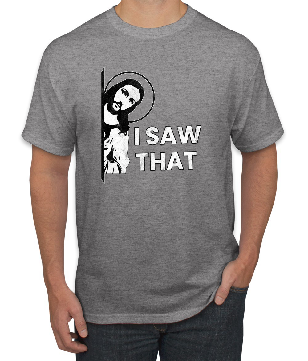 I Saw That Funny Jesus In Doorway Distress Faith Men TShirt - Picture 7 of 21