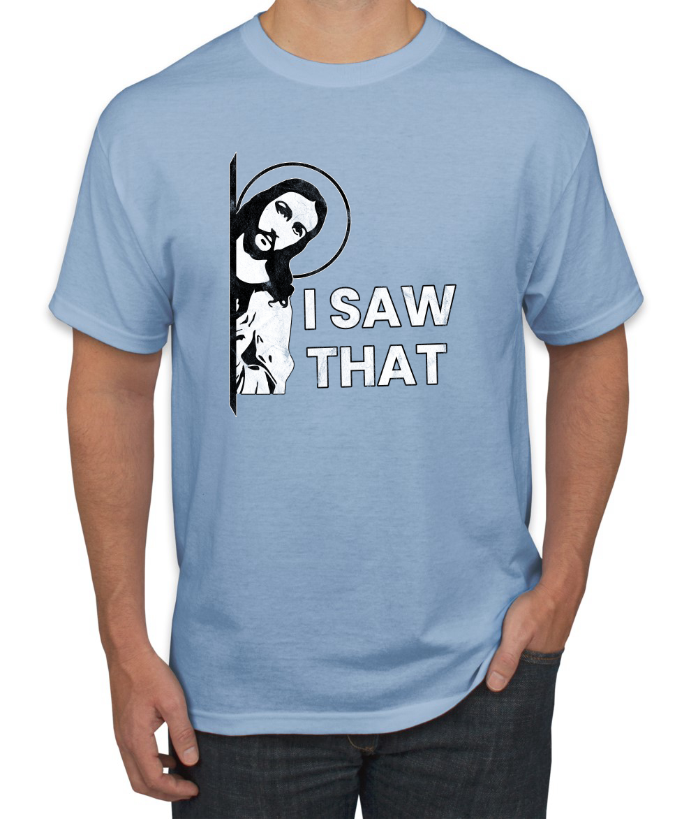 I Saw That Funny Jesus In Doorway Distress Faith Men TShirt - Picture 19 of 21