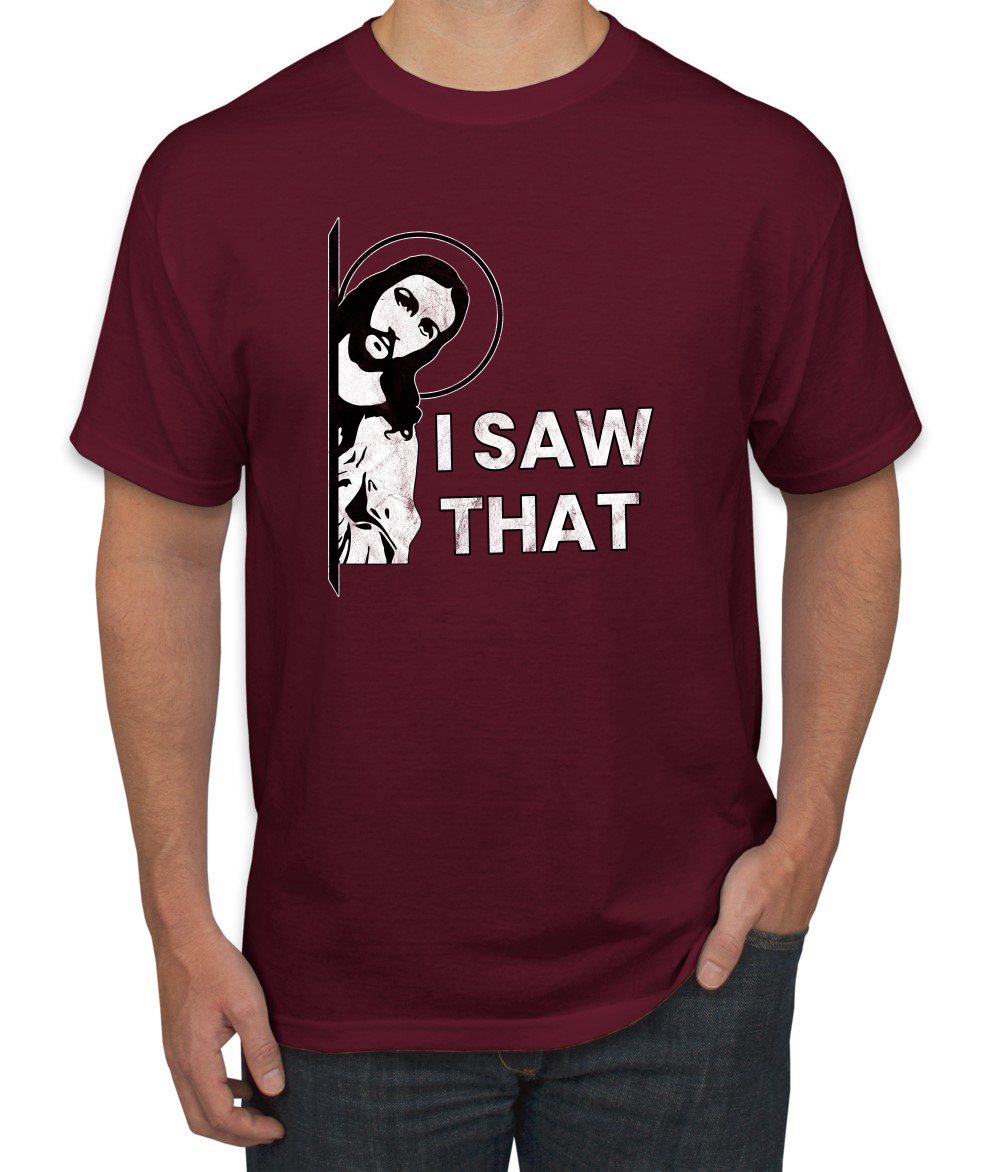 I Saw That Funny Jesus In Doorway Distress Faith Men TShirt - Picture 9 of 21