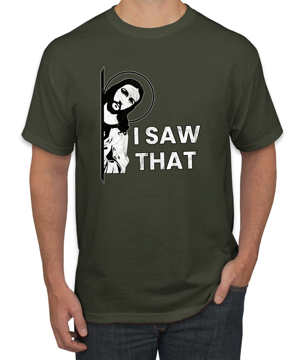 I Saw That Funny Jesus In Doorway Distress Faith Men TShirt - Picture 20 of 21