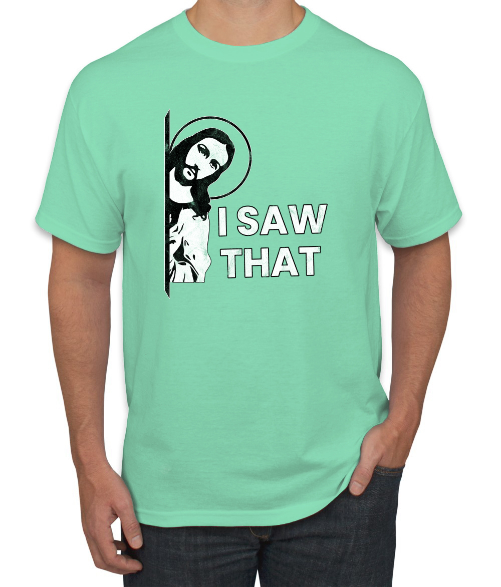 I Saw That Funny Jesus In Doorway Distress Faith Men TShirt - Picture 18 of 21