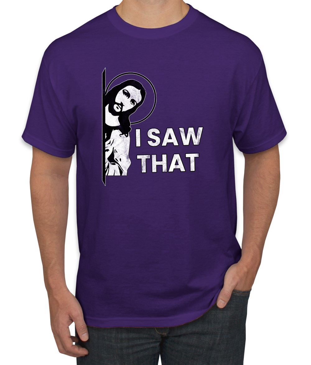 I Saw That Funny Jesus In Doorway Distress Faith Men TShirt - Picture 11 of 21
