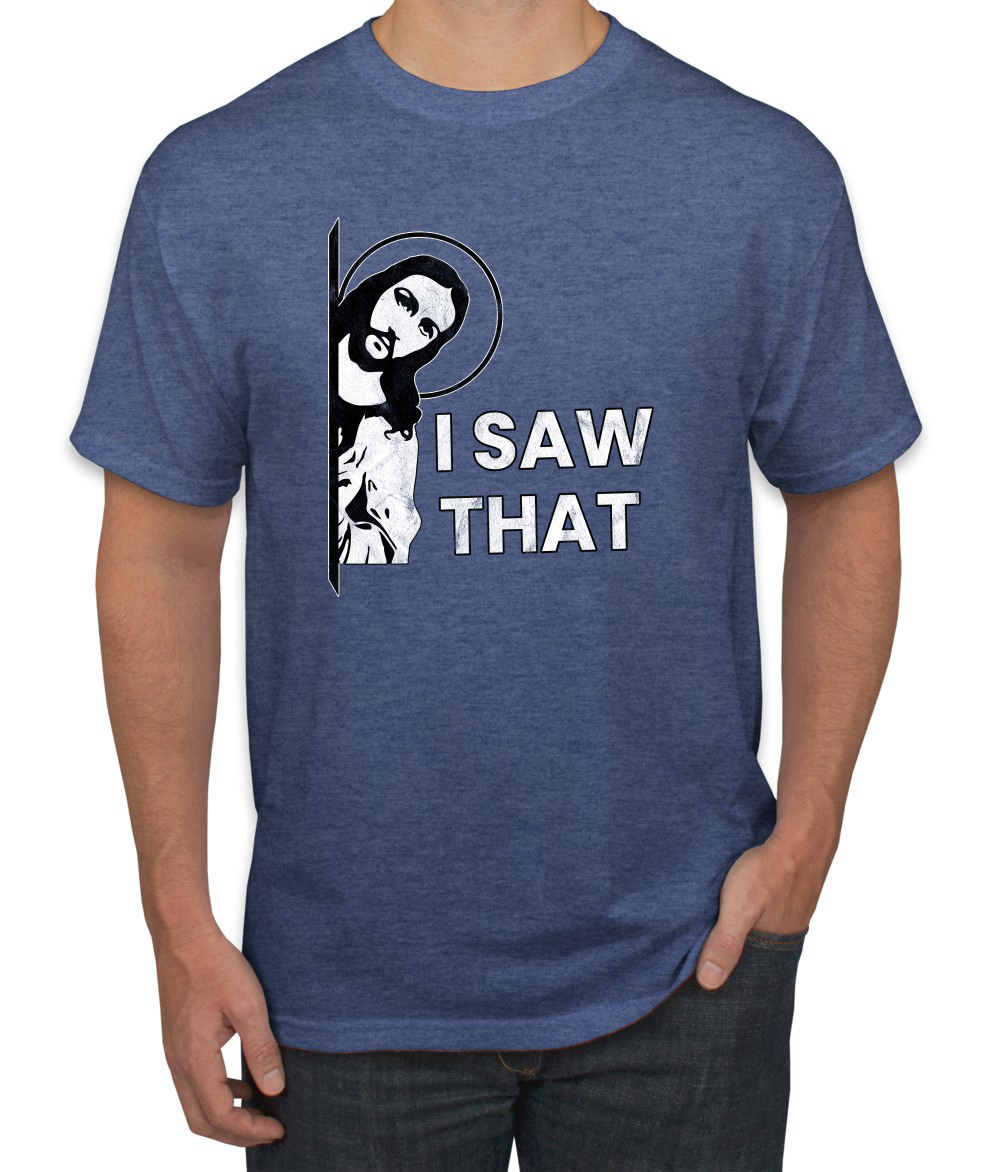 I Saw That Funny Jesus In Doorway Distress Faith Men TShirt - Picture 13 of 21