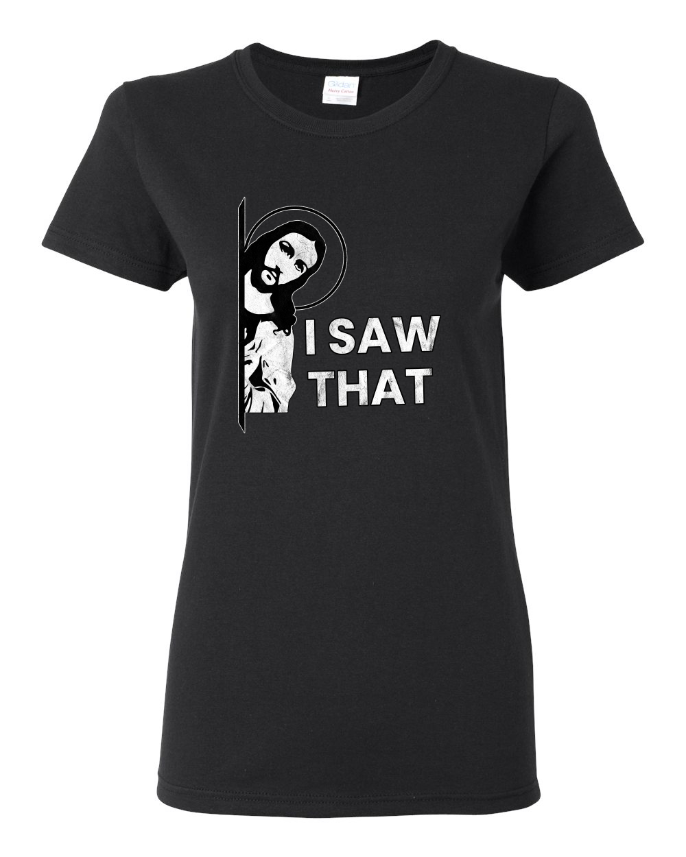 I Saw That Funny Jesus In Doorway Distress Faith Women TShirt - Picture 3 of 13