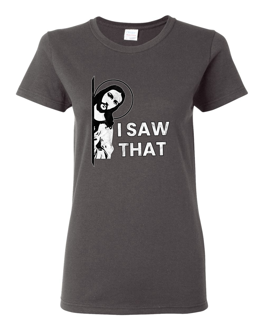 I Saw That Funny Jesus In Doorway Distress Faith Women TShirt - Picture 4 of 13