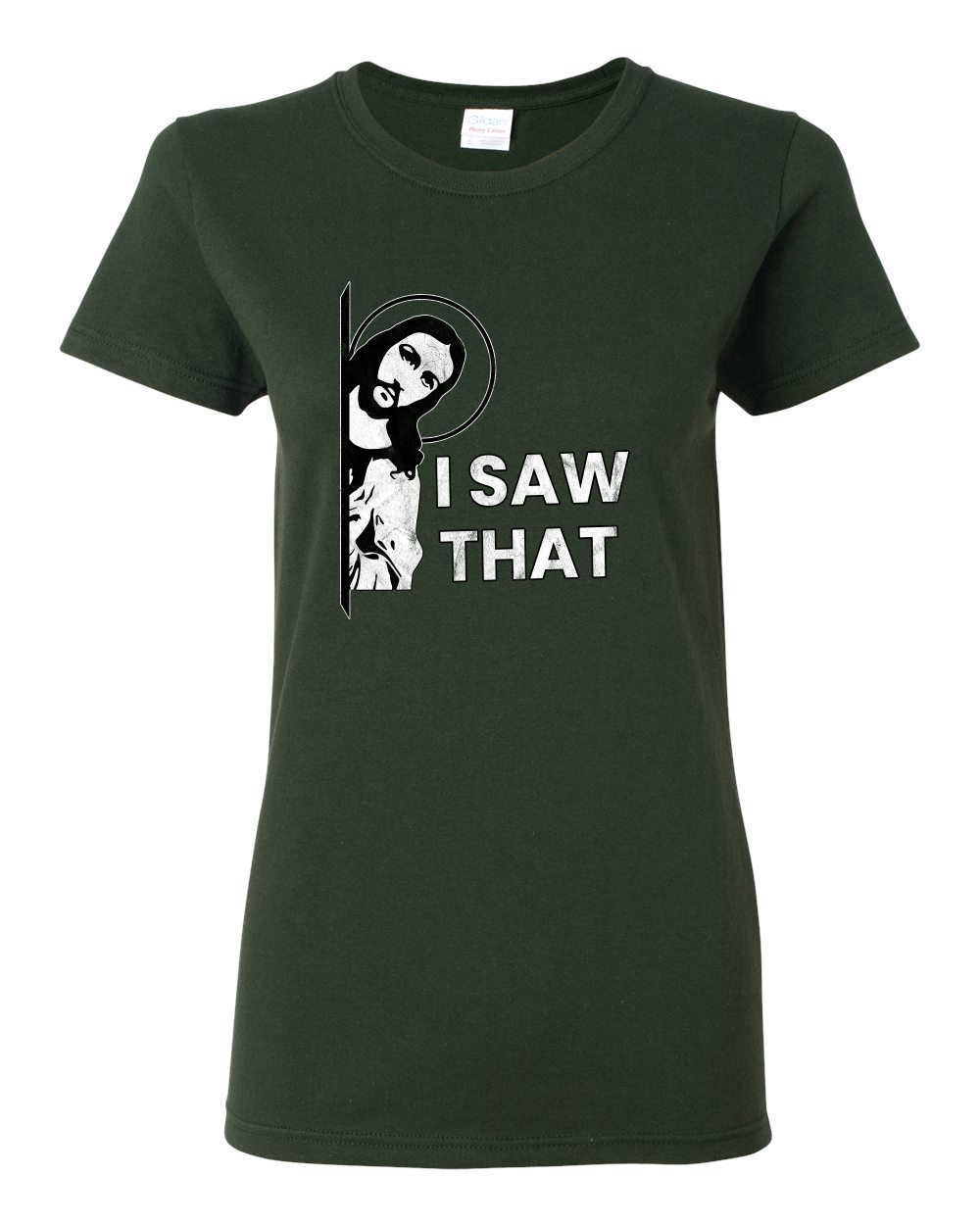 I Saw That Funny Jesus In Doorway Distress Faith Women TShirt - Picture 5 of 13