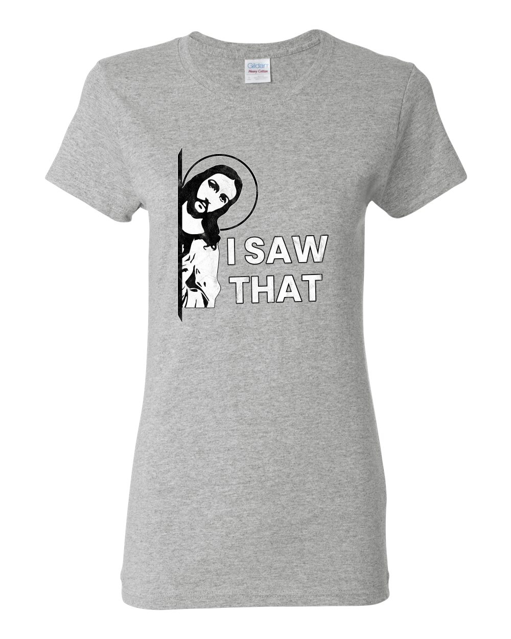 I Saw That Funny Jesus In Doorway Distress Faith Women TShirt - Picture 6 of 13