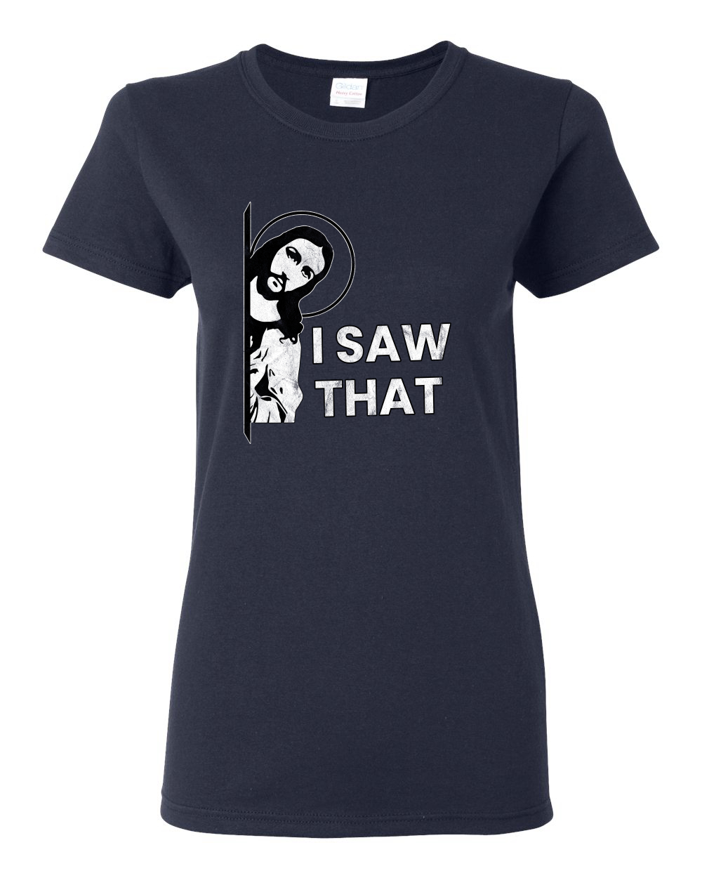 I Saw That Funny Jesus In Doorway Distress Faith Women TShirt - Picture 9 of 13