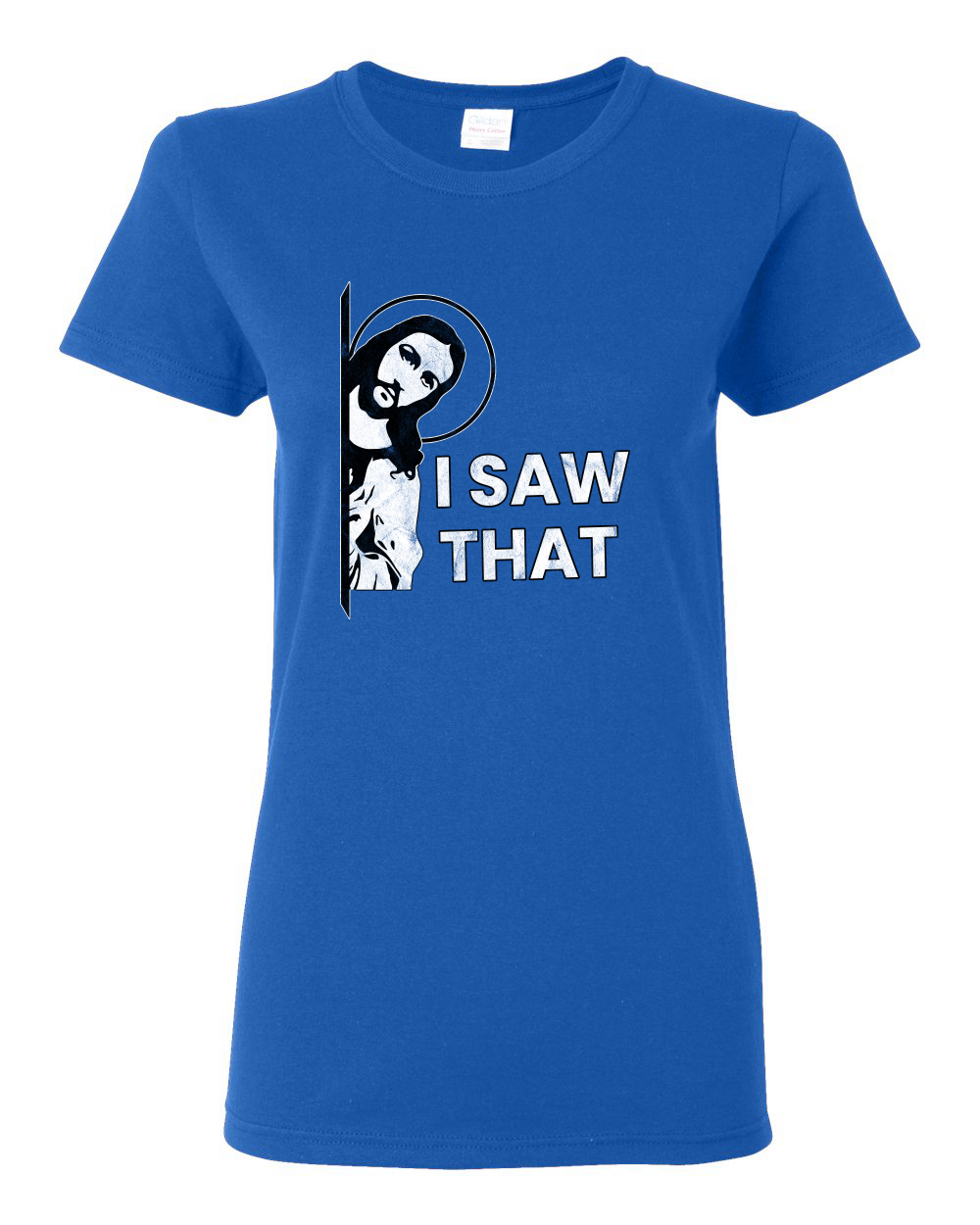 I Saw That Funny Jesus In Doorway Distress Faith Women TShirt - Picture 11 of 13