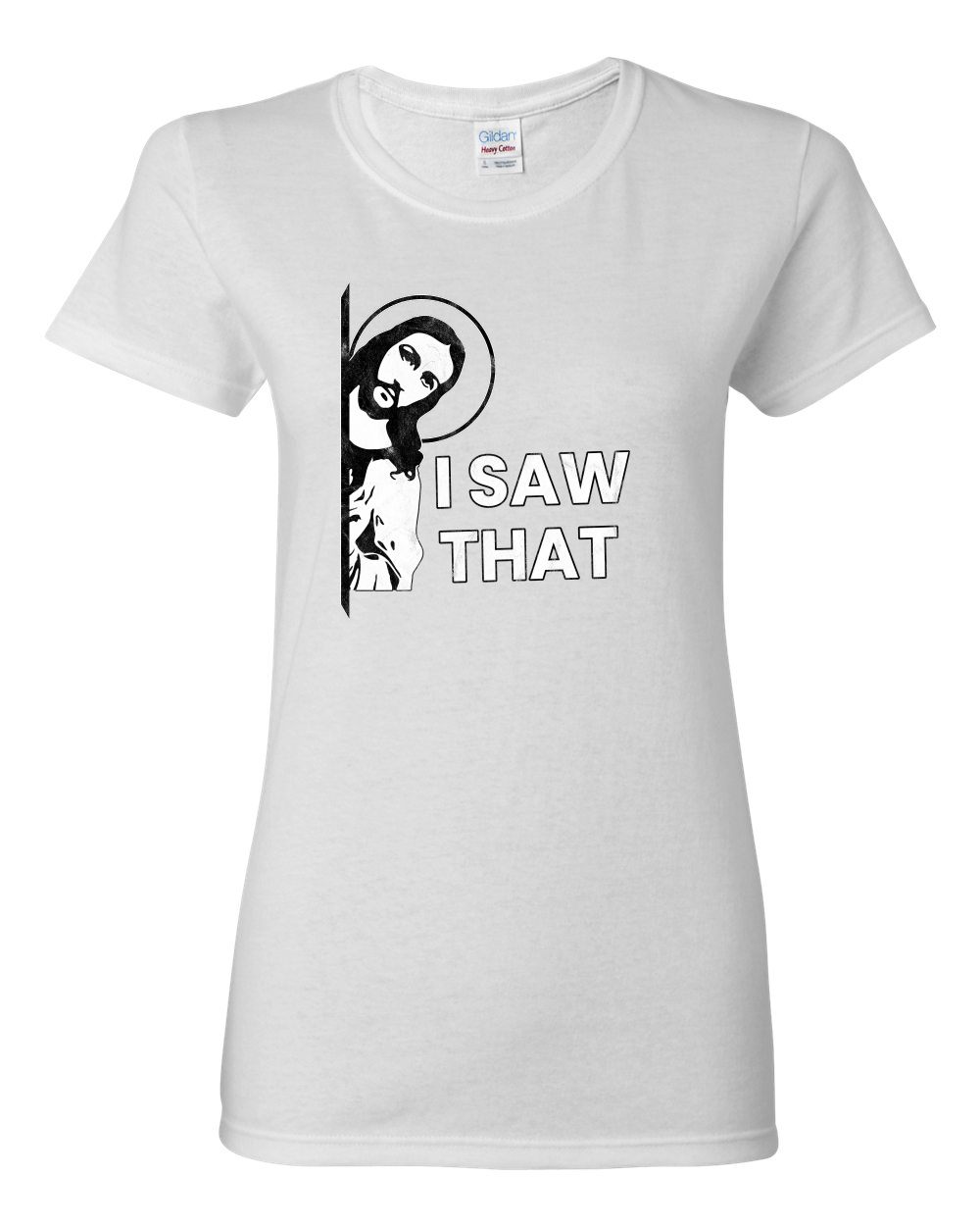 I Saw That Funny Jesus In Doorway Distress Faith Women TShirt - Picture 12 of 13