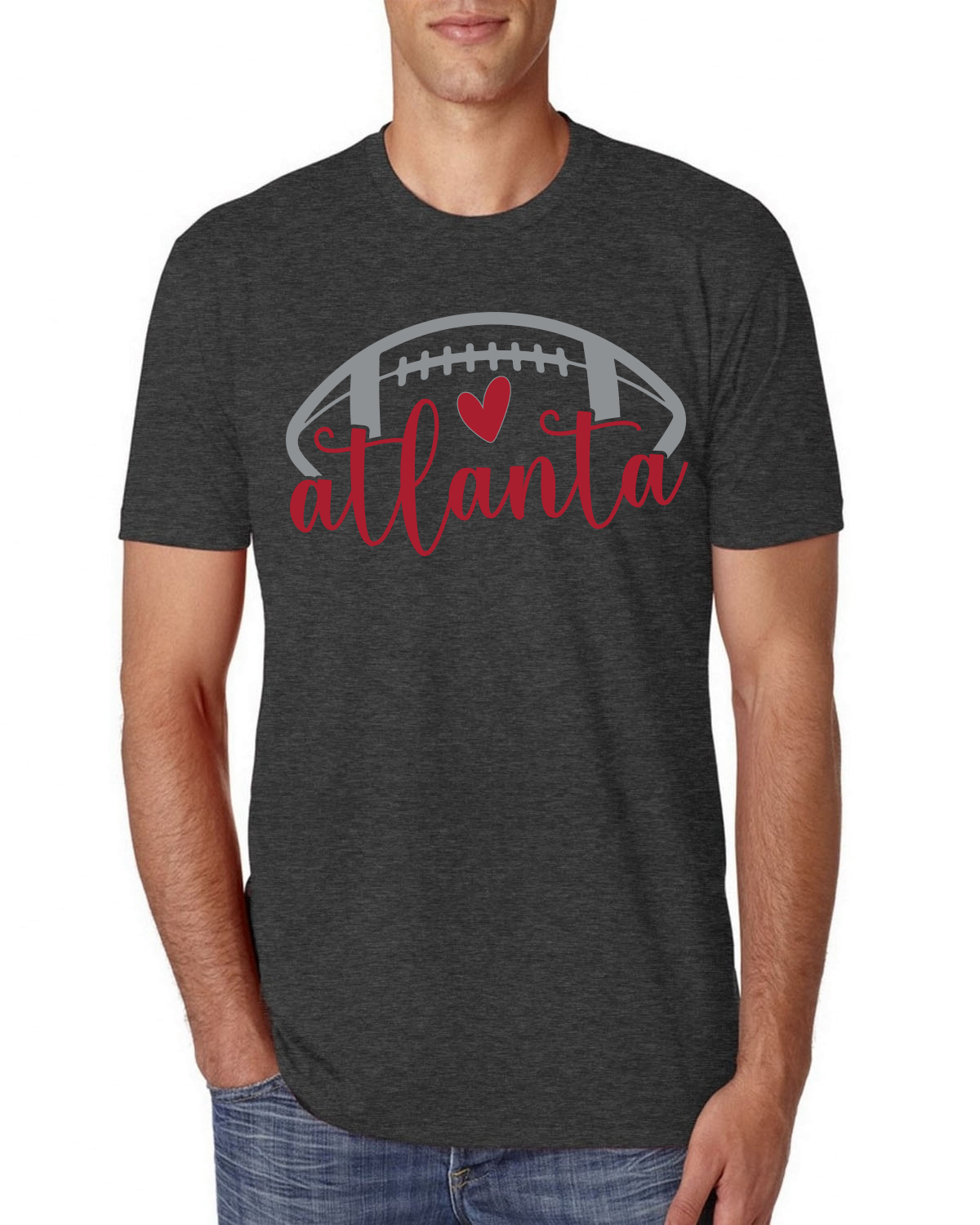 Camiseta Fan Of Atlanta Fútbol Rojo Corazón Escribir Guión Hombres Premium Tri Mezcla - Imagen 2 de 2