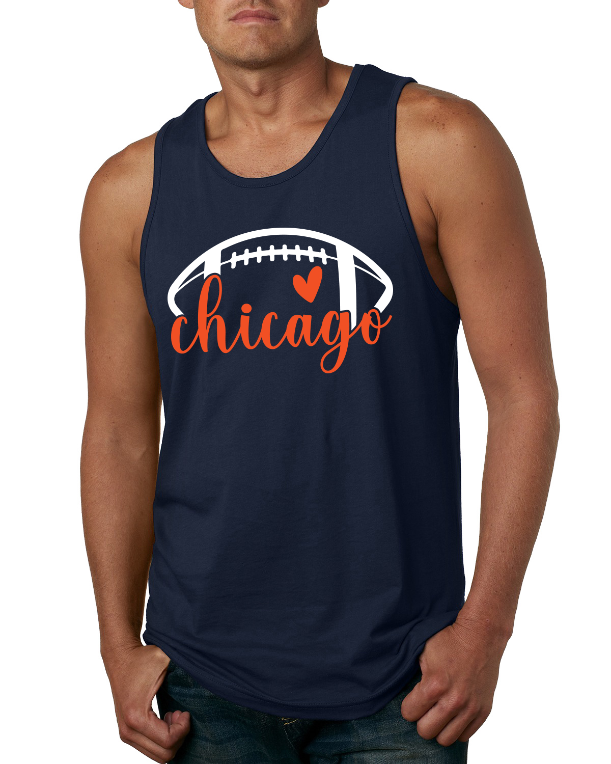 Fan von Chicago Football orange Herz Schriftschrift Schrift Männer Tank Top - Bild 2 von 2