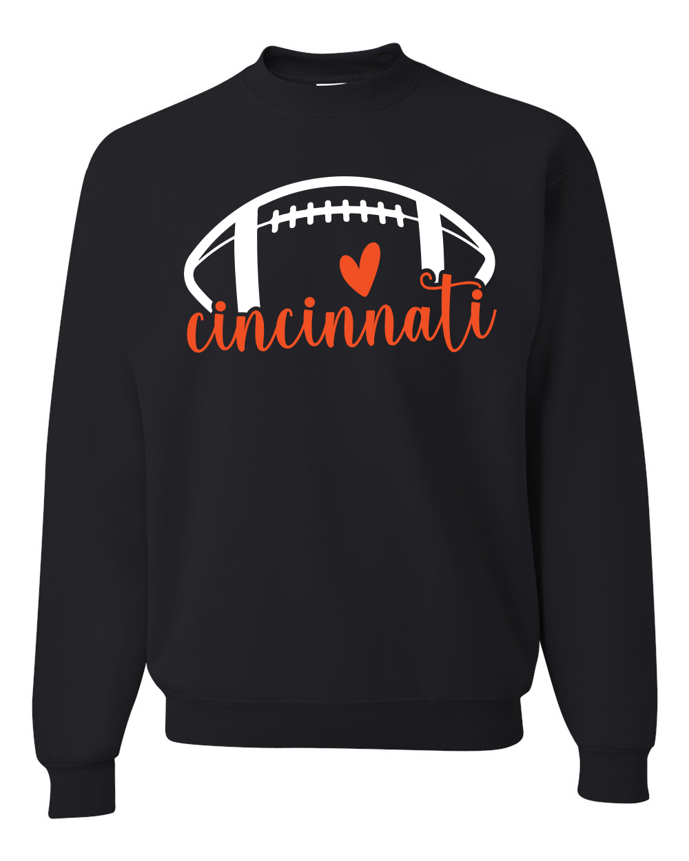 Fan Of Cincinatti Football Orange Heart Script Writing Unisex Sweatshirt - Picture 2 of 2