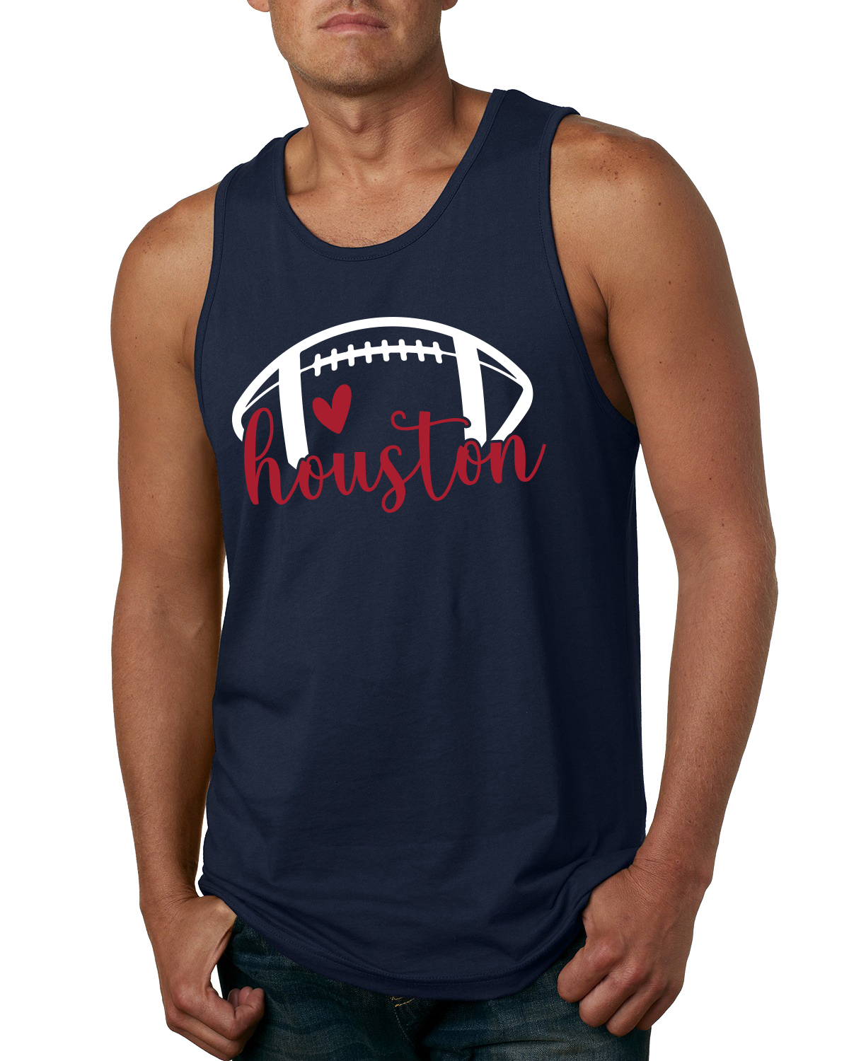 Fan von Houston Fußball Rot Herz Skript Schreiben Männer Tank Top - Bild 3 von 3