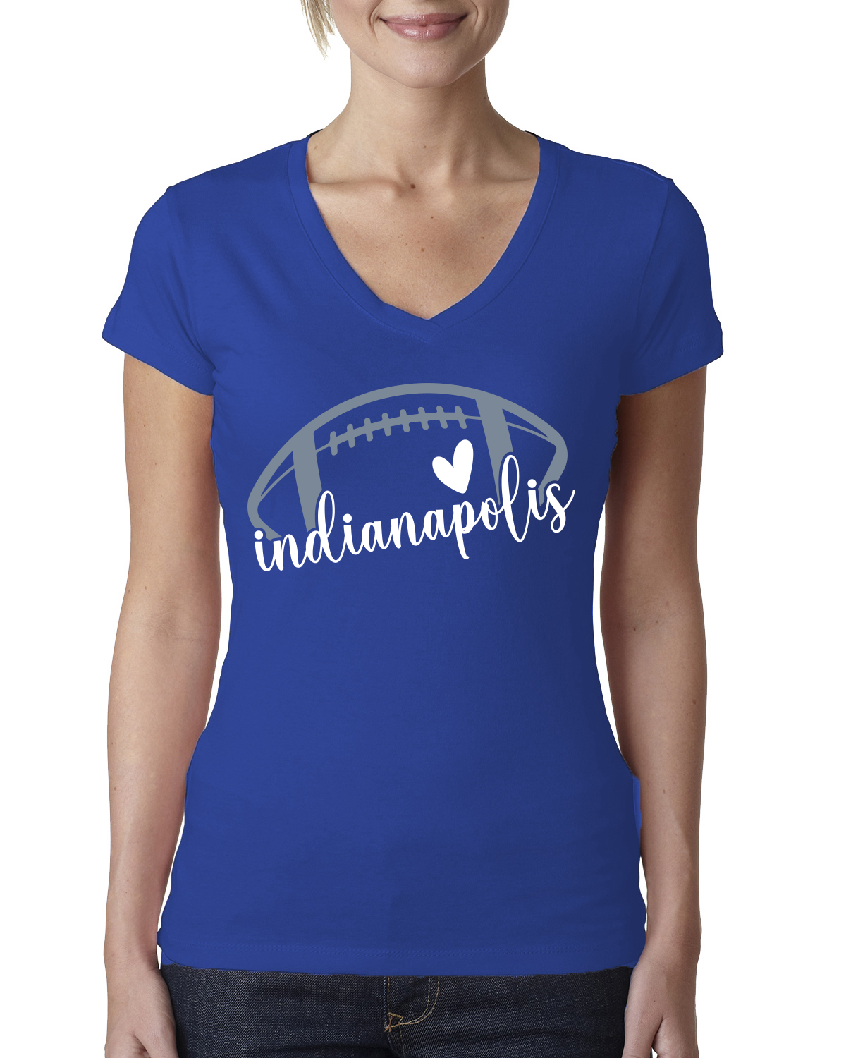 Camiseta Fan Of Indianápolis Fútbol Blanco Corazón Escribir Guión Mujeres Muy Muy Muy Muy Muy Muy Buena - Imagen 3 de 3