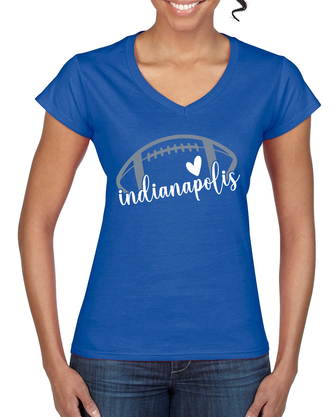 Camiseta Fan Of Indianápolis Fútbol Blanco Corazón Escribir Guión Mujeres Muy Muy Muy Muy Muy Muy Buena - Imagen 3 de 3