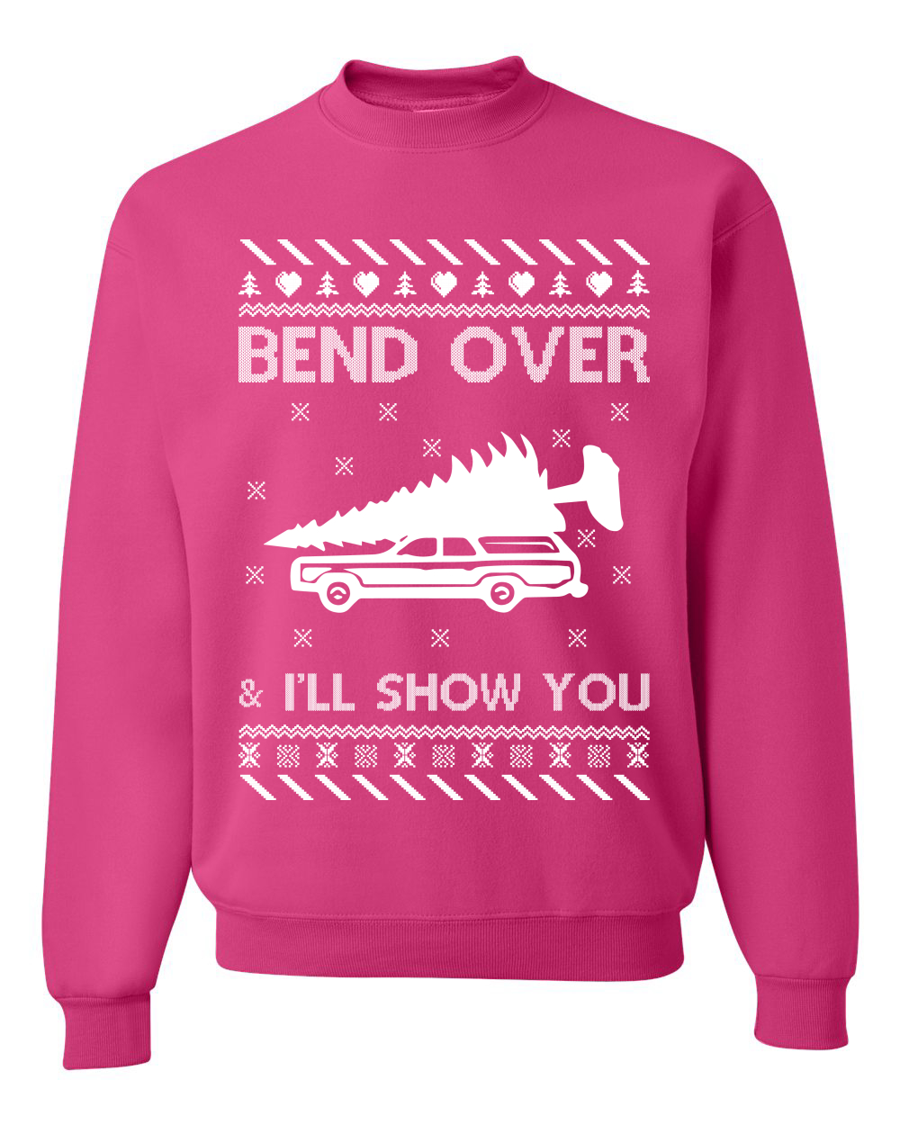 Bend Over and Ill Show You Ugly Christmas Unisex Crewneck Graphic Sweatshirt