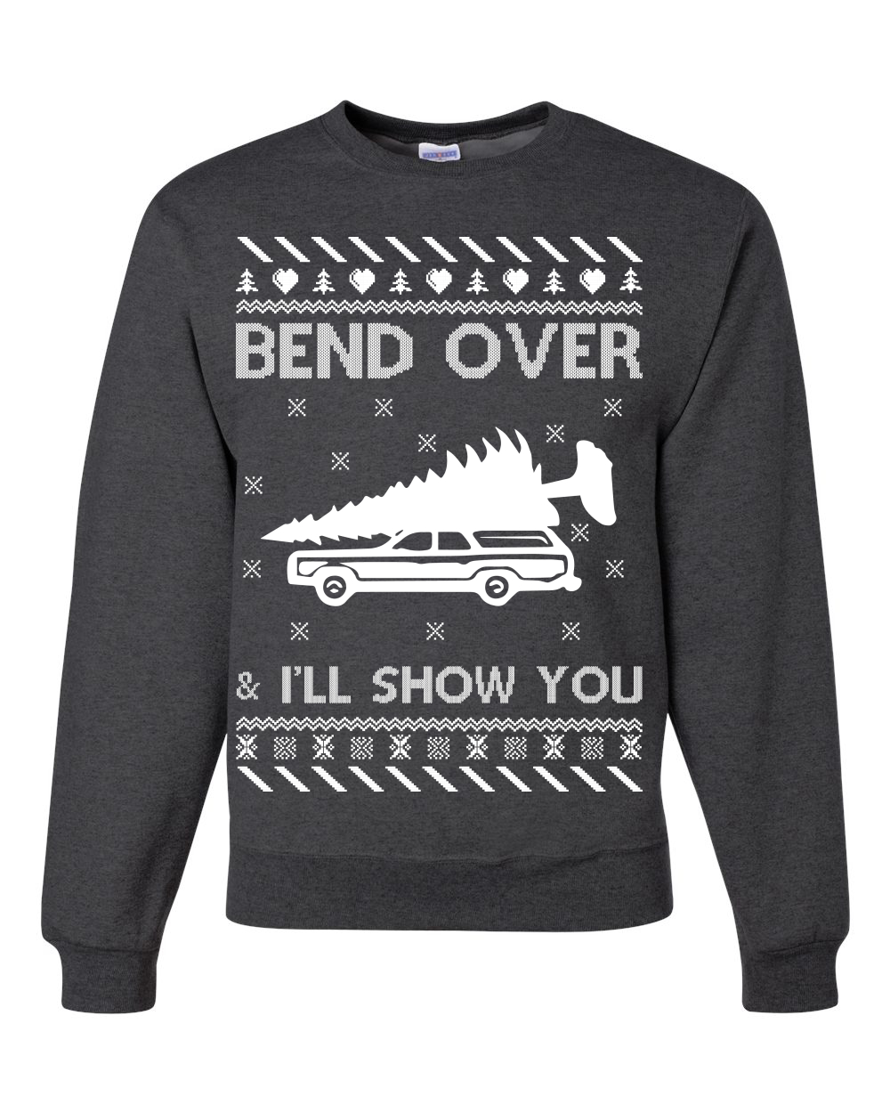 Bend Over and Ill Show You Ugly Christmas Unisex Crewneck Graphic Sweatshirt