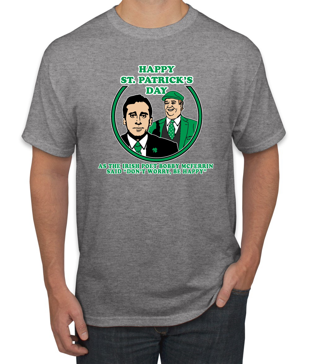 The Office St Paddys Irish Dont Worry Be Happy Quote St Patricks Day Men Tshirt - Picture 5 of 6