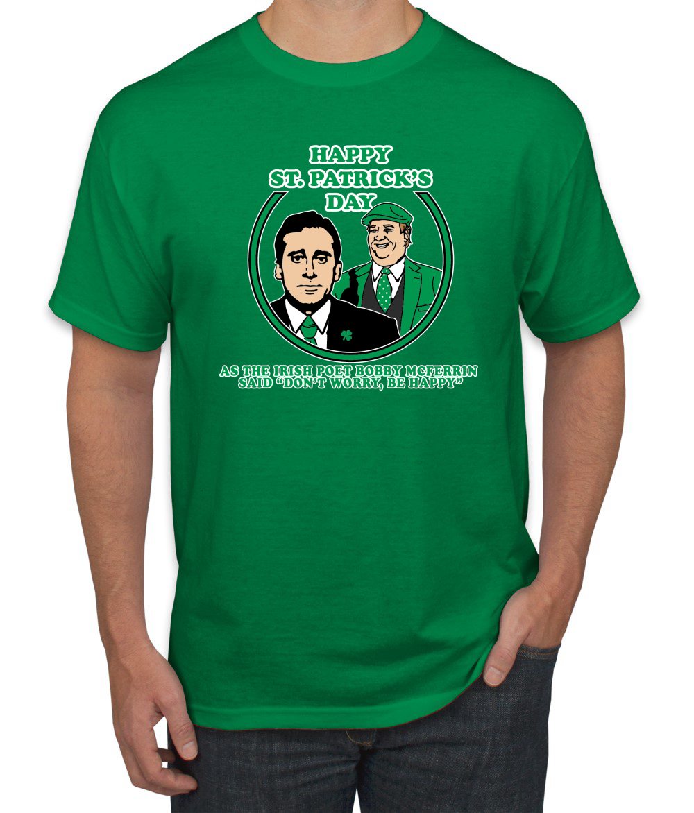 The Office St Paddys Irish Dont Worry Be Happy Quote St Patricks Day Men Tshirt - Picture 6 of 6