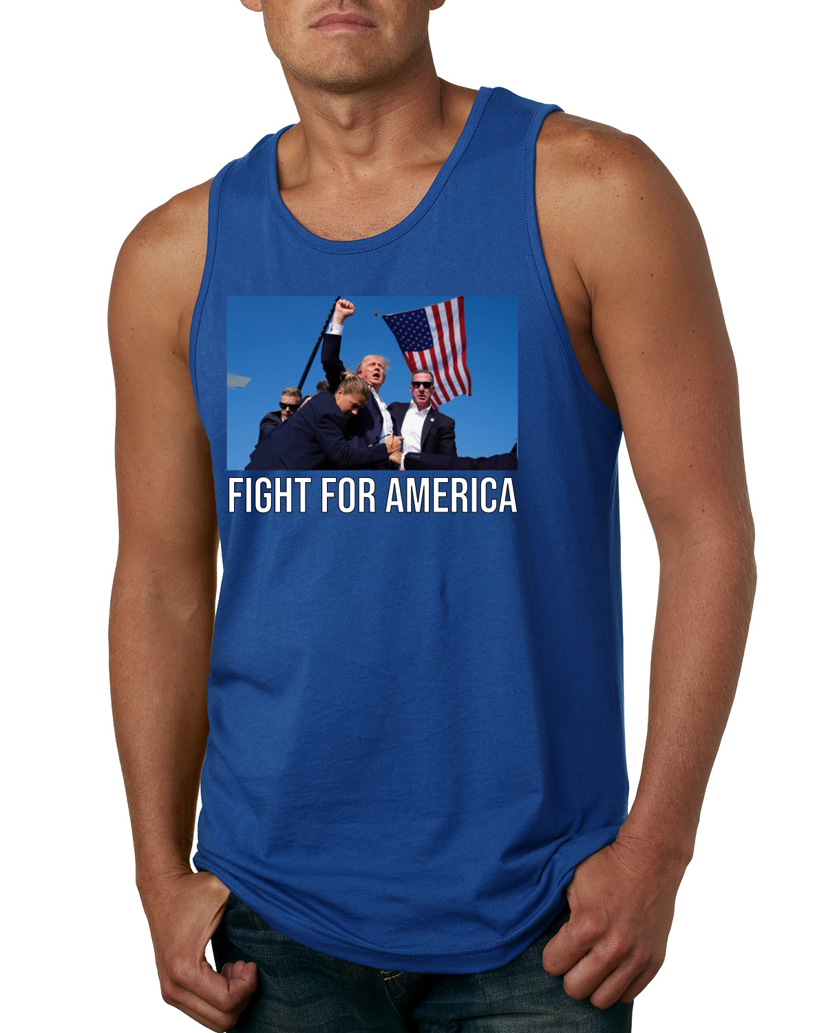 Camiseta sin mangas Trump Shooting Rally EE. UU. Trump 2024 Fight For America para hombre - Imagen 7 de 7