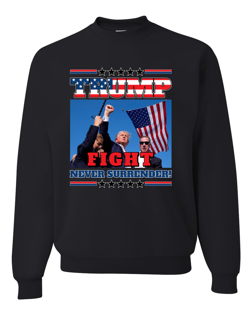 Trump 2024 Fight Never Surrender MAGA Bullet Proof Shot USA Crewneck Sweatshirt