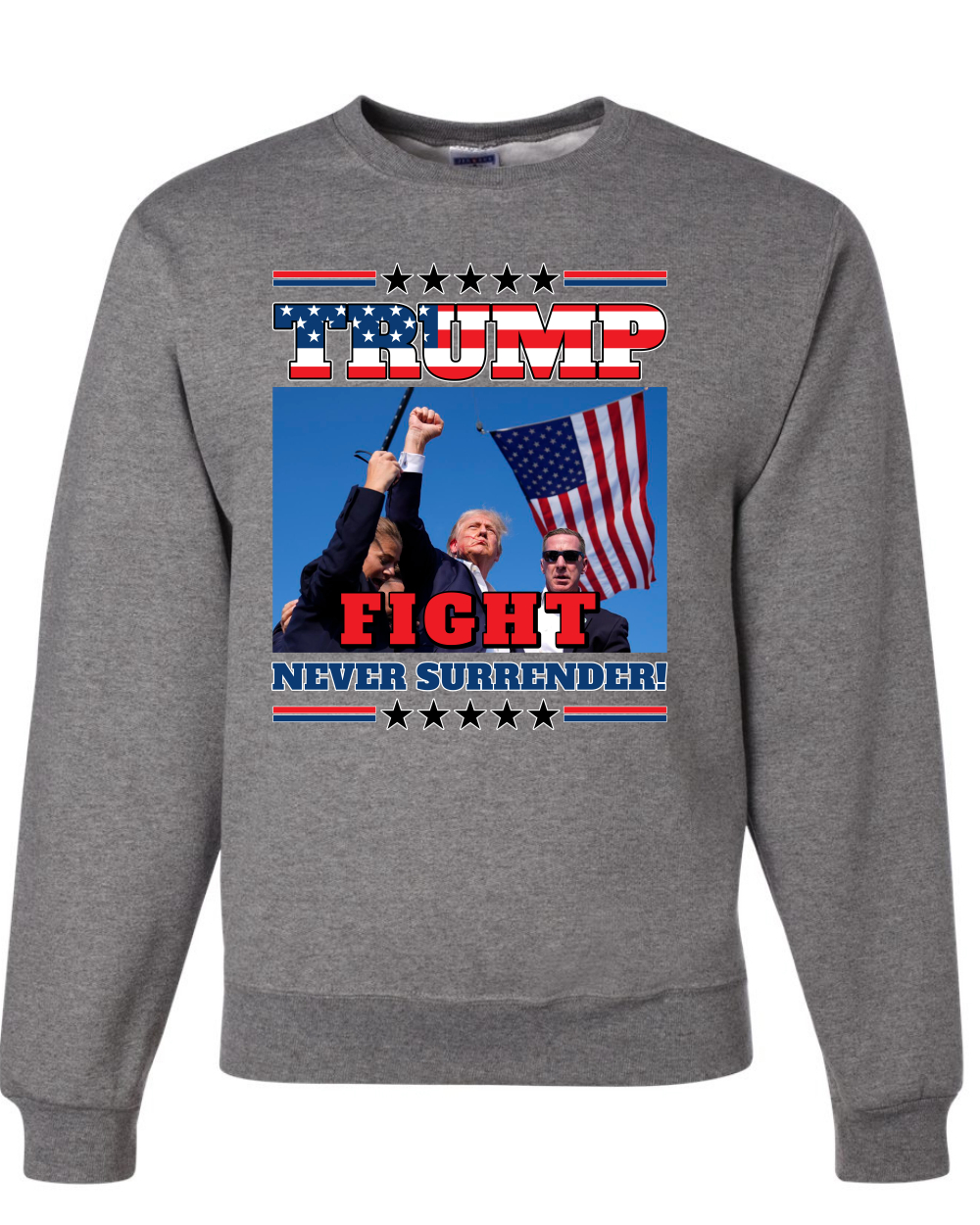 Trump 2024 Fight Never Surrender MAGA Bullet Proof Shot USA Crewneck Sweatshirt