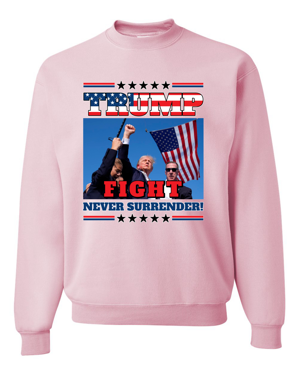 Trump 2024 Fight Never Surrender MAGA Bullet Proof Shot USA Crewneck Sweatshirt