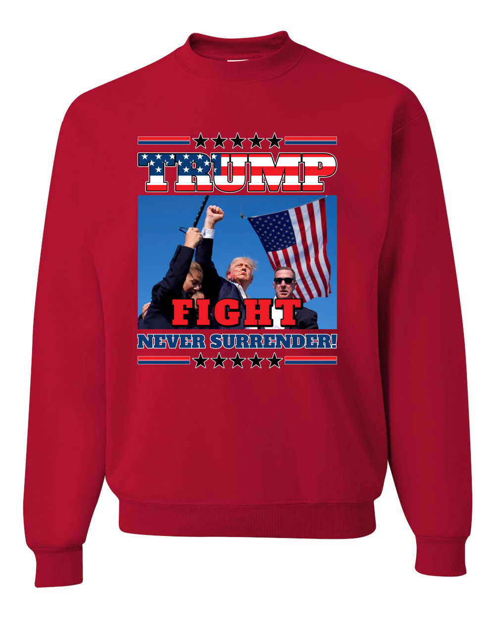 Trump 2024 Fight Never Surrender MAGA Bullet Proof Shot USA Crewneck Sweatshirt