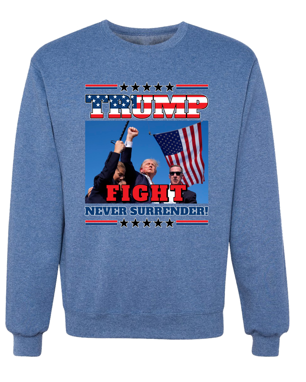 Trump 2024 Fight Never Surrender MAGA Bullet Proof Shot USA Crewneck Sweatshirt