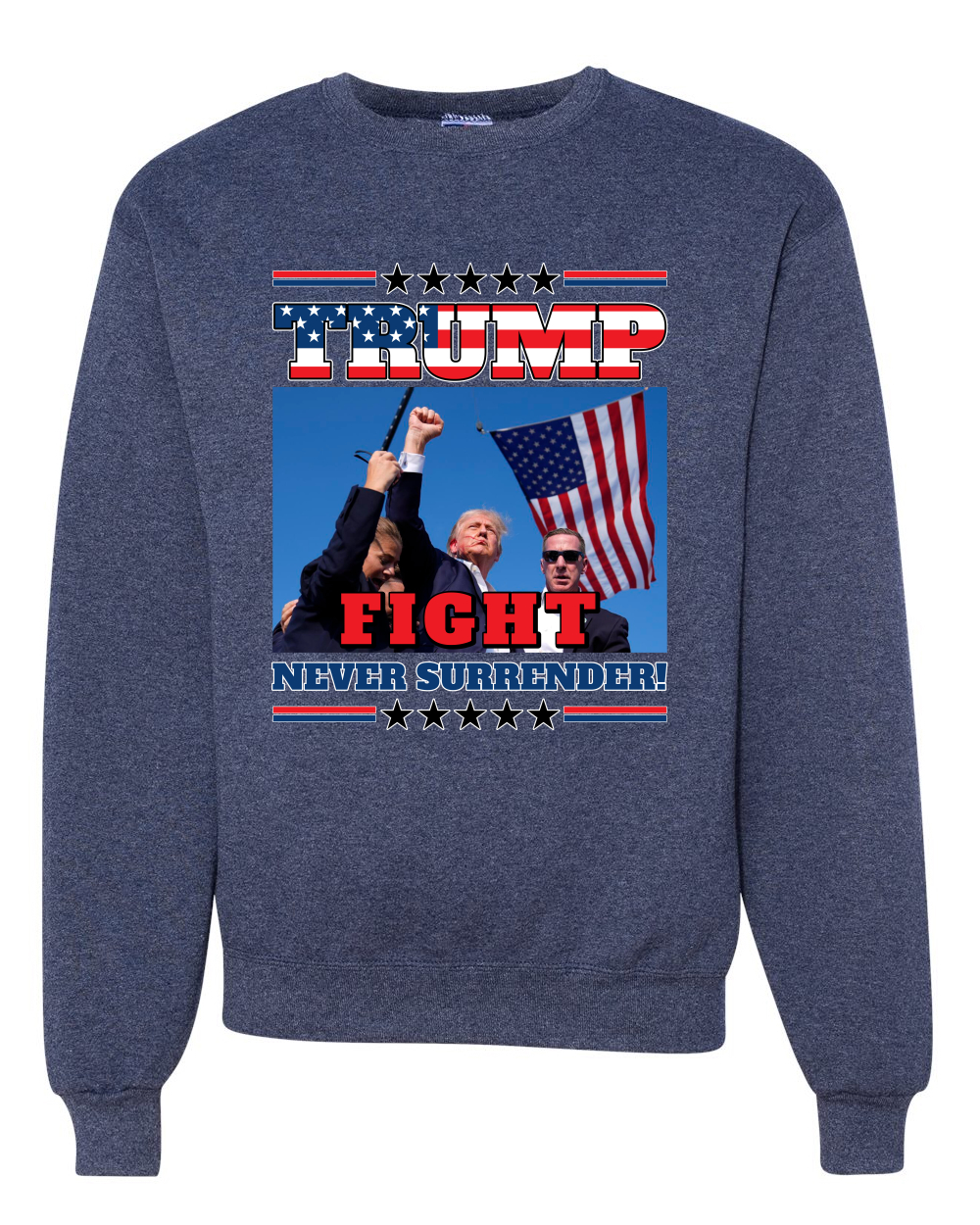 Trump 2024 Fight Never Surrender MAGA Bullet Proof Shot USA Crewneck Sweatshirt