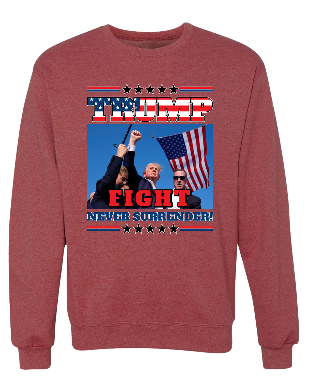 Trump 2024 Fight Never Surrender MAGA Bullet Proof Shot USA Crewneck Sweatshirt