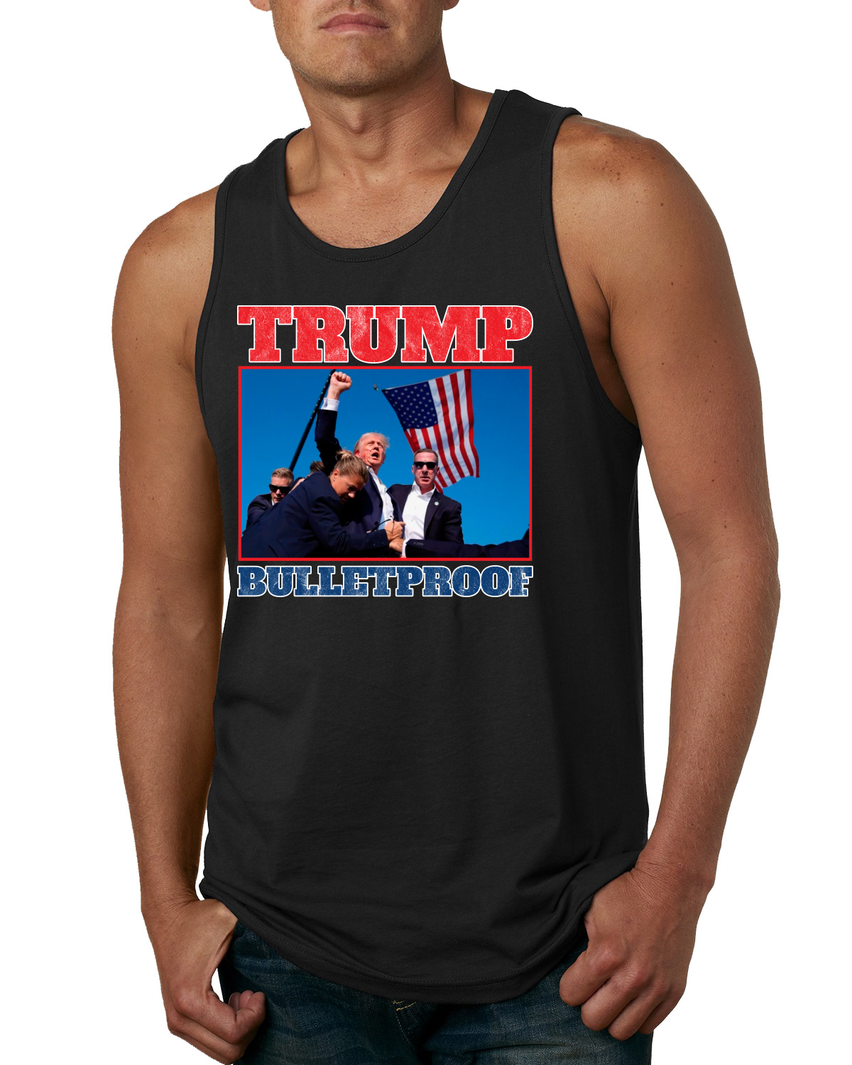 Camiseta sin mangas Trump puño a prueba de balas EE. UU. MAGA intento de asesinato para hombre - Imagen 3 de 7