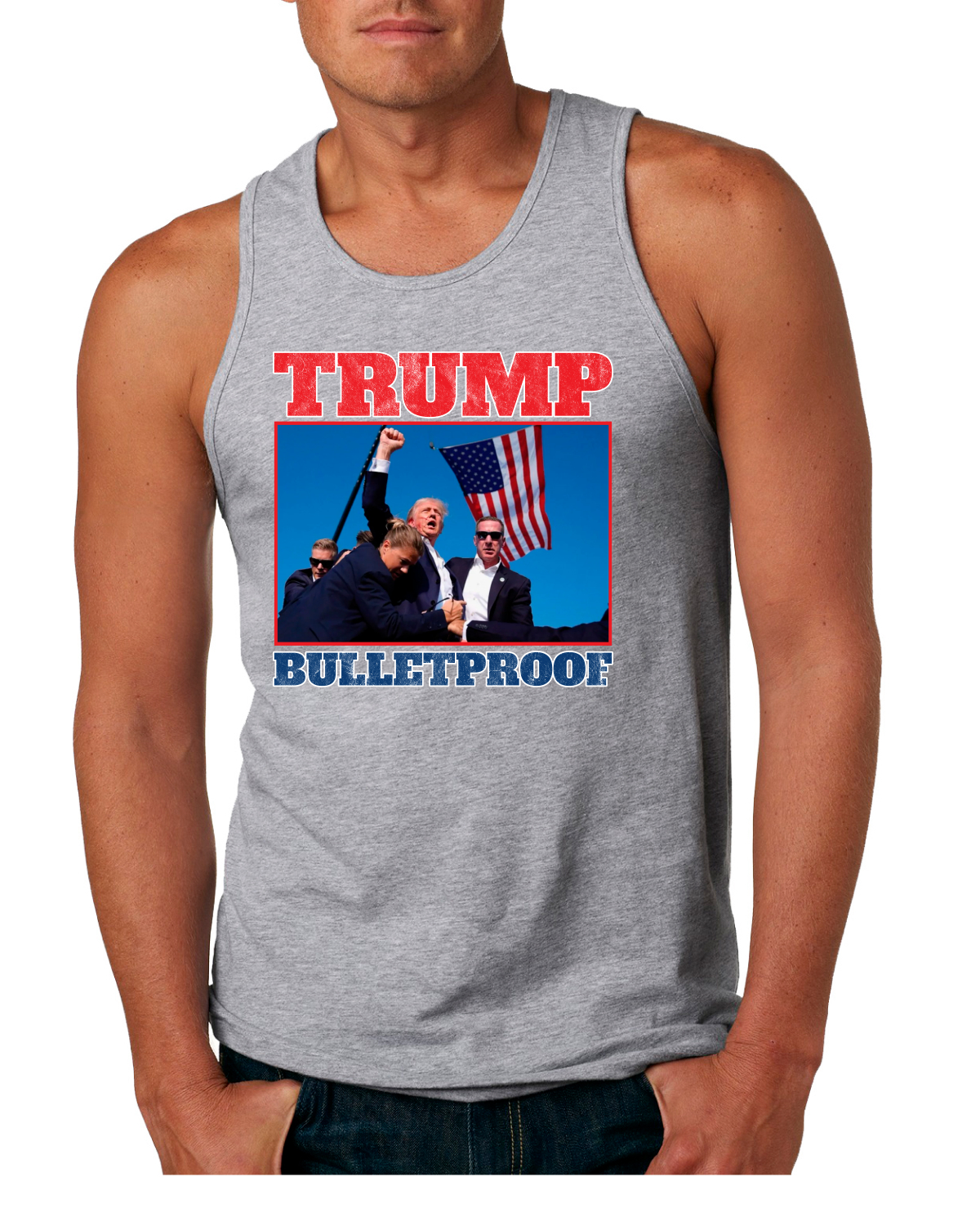 Camiseta sin mangas Trump puño a prueba de balas EE. UU. MAGA intento de asesinato para hombre - Imagen 4 de 7