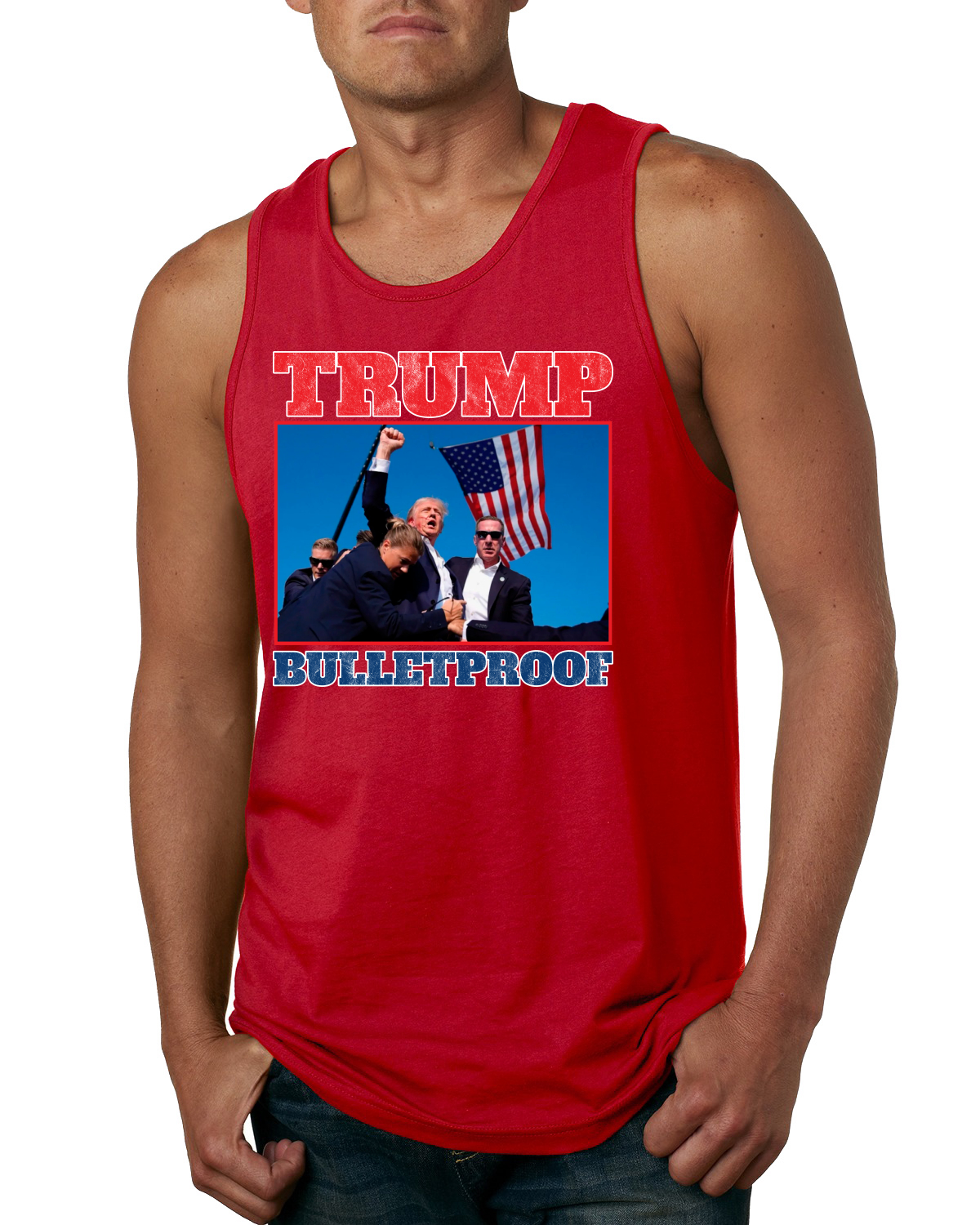 Camiseta sin mangas Trump puño a prueba de balas EE. UU. MAGA intento de asesinato para hombre - Imagen 6 de 7