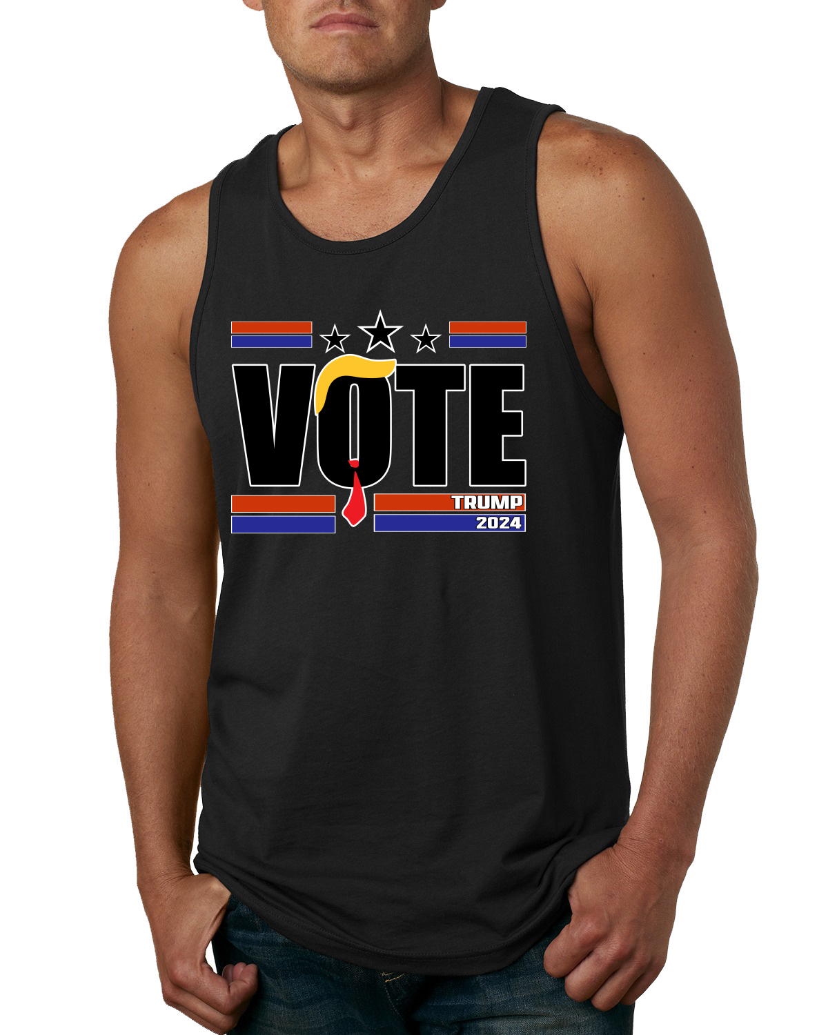 Camiseta sin mangas Vota Donald Trump Hair Tie 2024 Campaña Electoral Hombre - Imagen 3 de 7