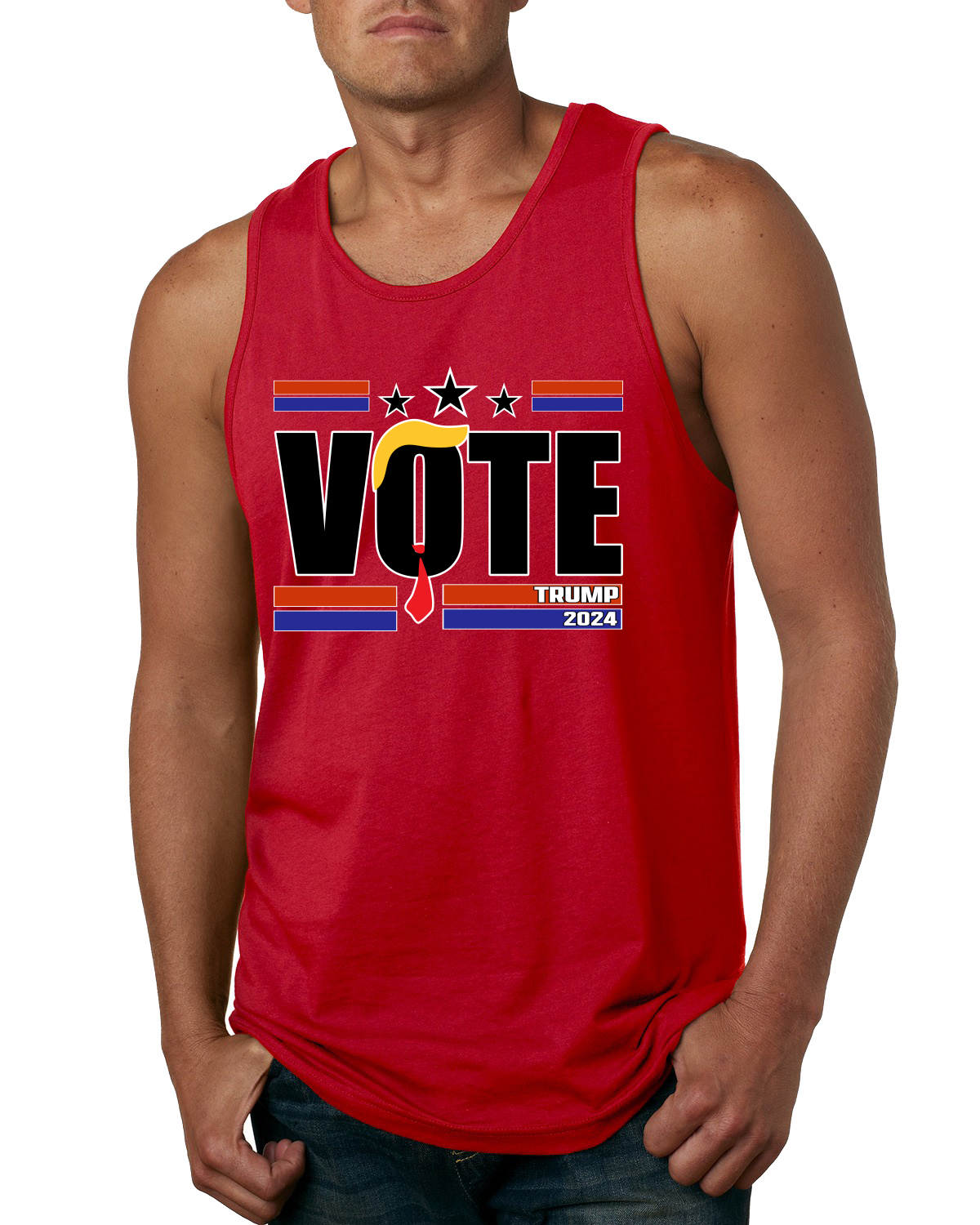 Camiseta sin mangas Vota Donald Trump Hair Tie 2024 Campaña Electoral Hombre - Imagen 6 de 7