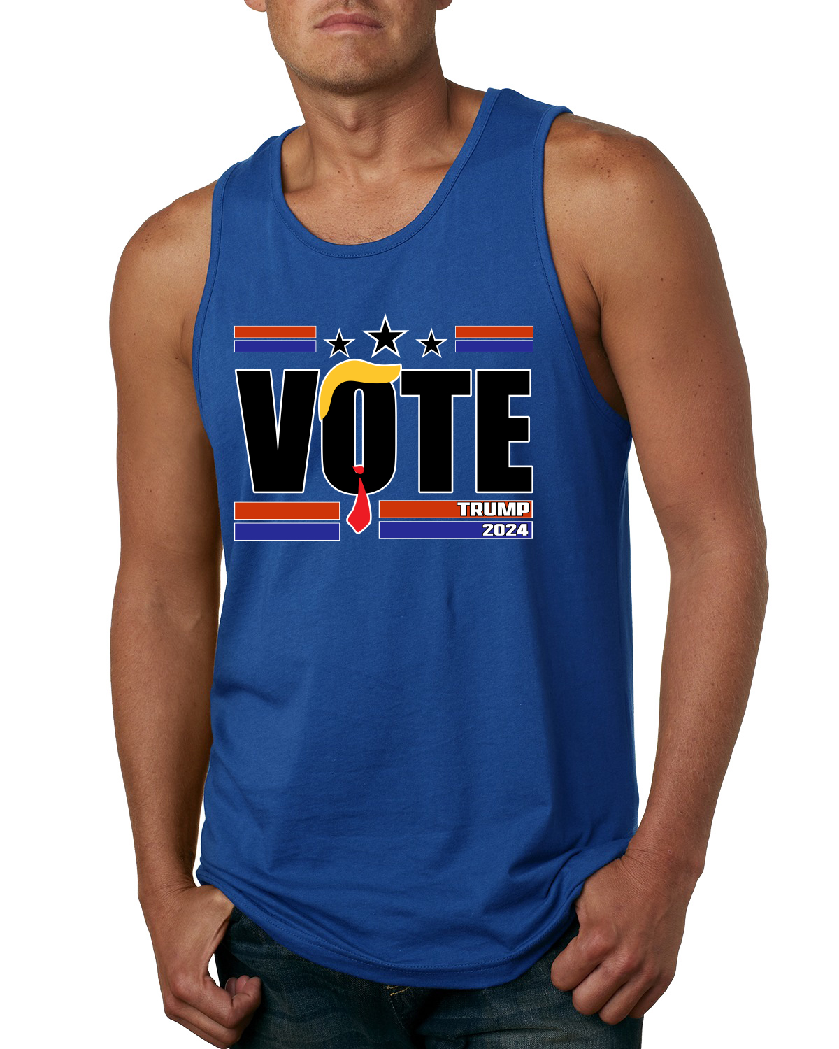 Camiseta sin mangas Vota Donald Trump Hair Tie 2024 Campaña Electoral Hombre - Imagen 7 de 7