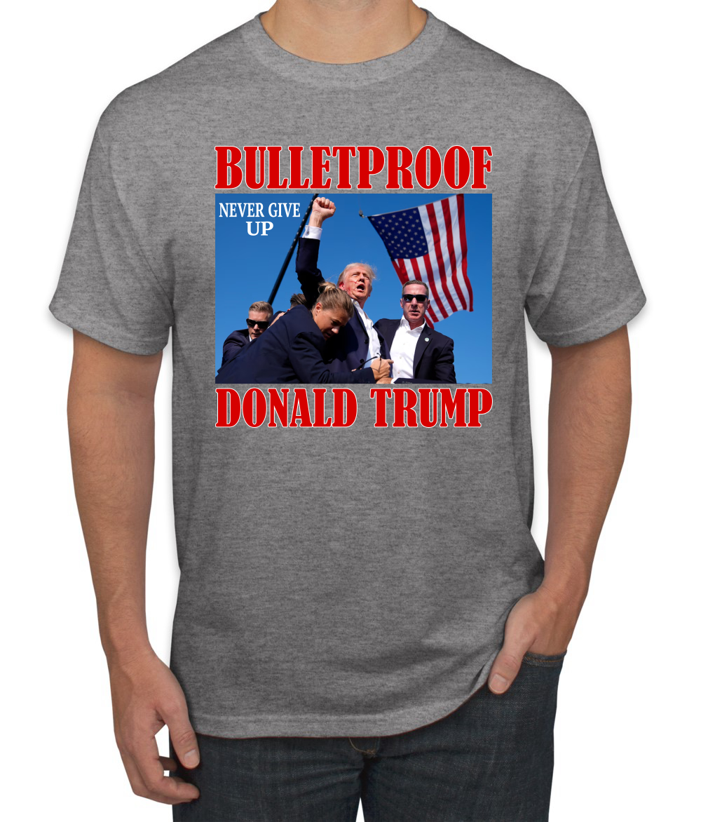 Camiseta unisex Bulletproof Never Give Up Donald Trump 2024 Election - Imagen 4 de 14