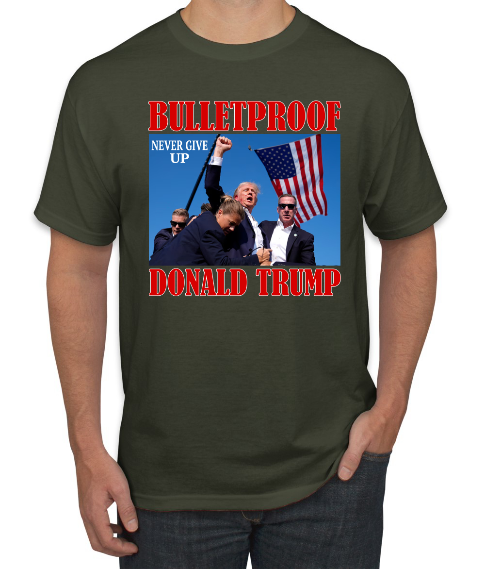 Camiseta unisex Bulletproof Never Give Up Donald Trump 2024 Election - Imagen 13 de 14