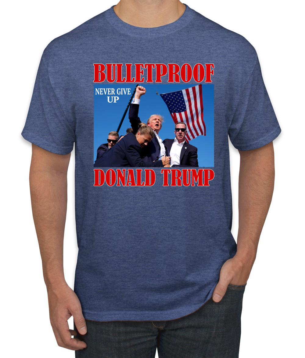 Camiseta unisex Bulletproof Never Give Up Donald Trump 2024 Election - Imagen 9 de 14