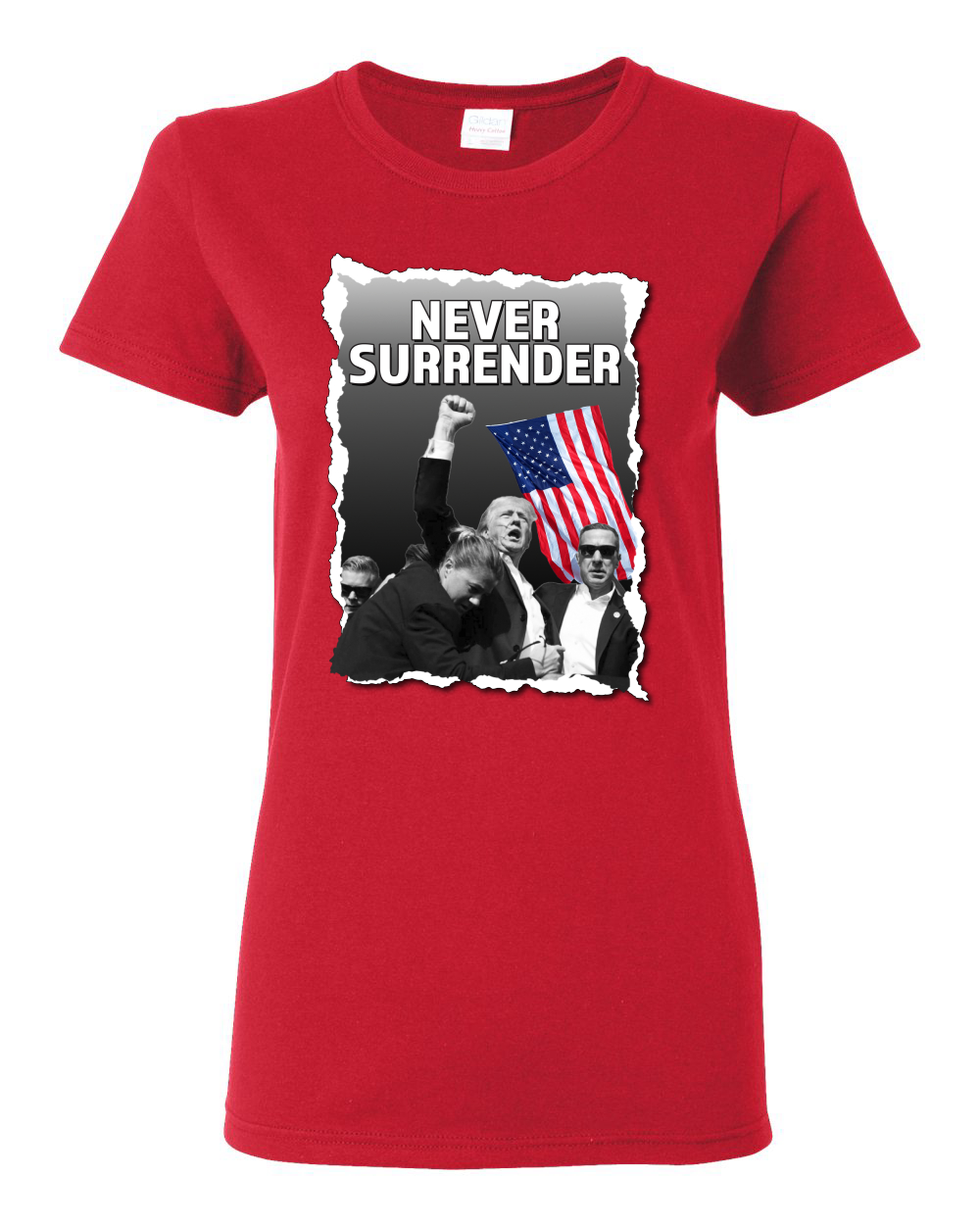 Trump Shot Rally 2024 Never Surrender Election Womens Graphic T-Shirt - Picture 7 of 9