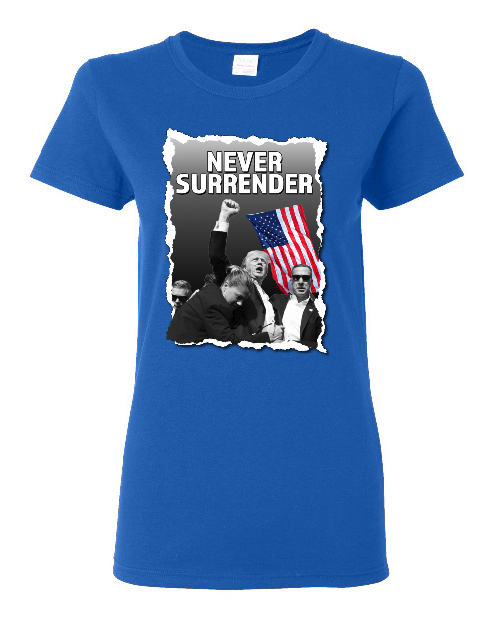 Trump Shot Rally 2024 Never Surrender Election Womens Graphic T-Shirt - Picture 8 of 9