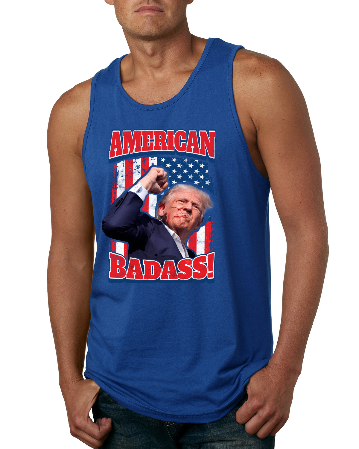 Camiseta sin mangas Trump Shot American Badass Rally 2024 Election para hombre - Imagen 7 de 7