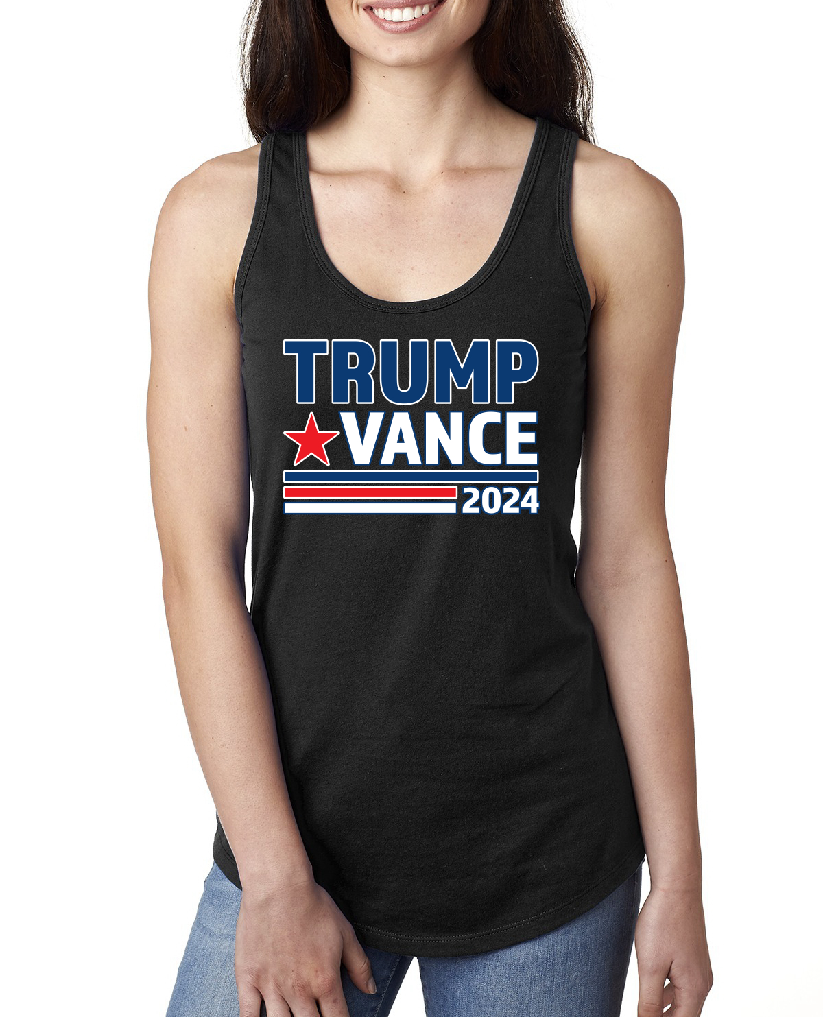 Trump Vance 2024 Vice President VP Election Ladies Racerback Tank Top - Picture 3 of 7