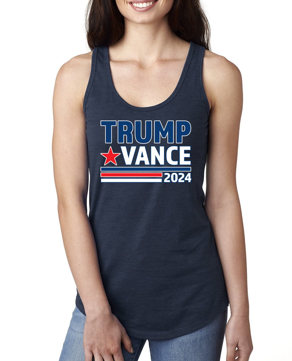 Trump Vance 2024 Vice President VP Election Ladies Racerback Tank Top - Picture 5 of 7