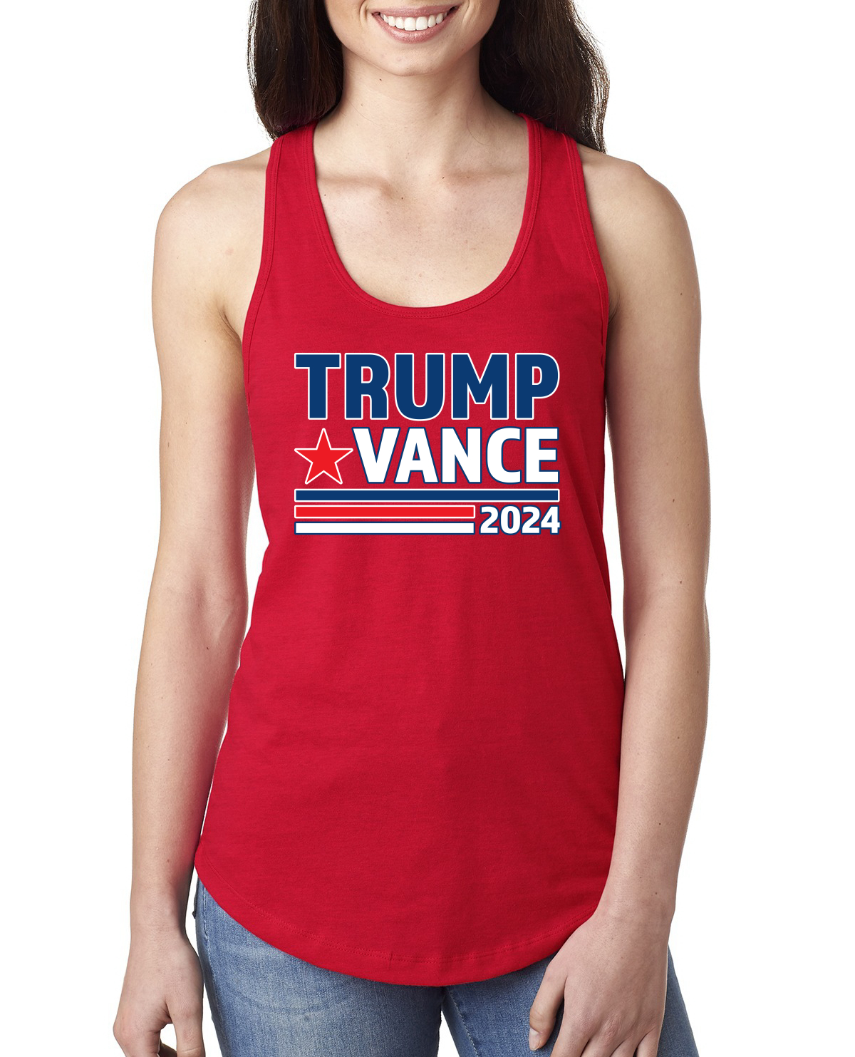 Trump Vance 2024 Vice President VP Election Ladies Racerback Tank Top - Picture 6 of 7